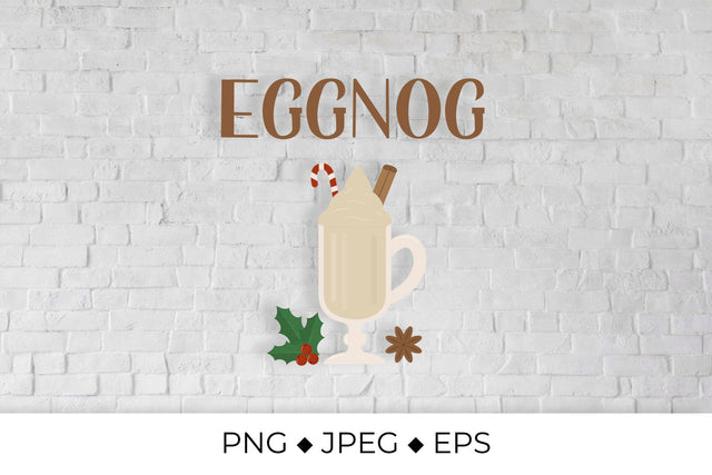 Eggnog lettering and glass of Christmas drink. Sublimation design Sublimation LaBelezoka 