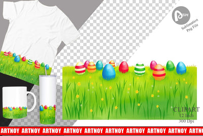 Eggs on Grass Clipart Sublimation artnoy 