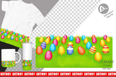 Eggs on Grass Clipart Sublimation artnoy 