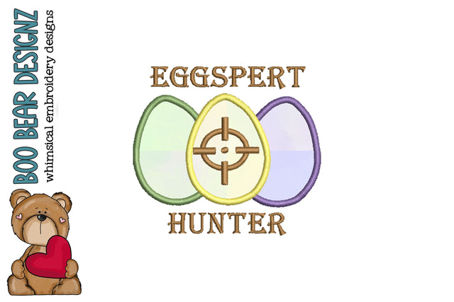 Eggspert Easter Bunny Hunter Embroidery design Embroidery/Applique DESIGNS Boo Bear Designz 