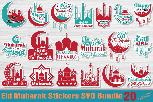 Eid Mubarak Stickers SVG Bundle SVG Angelina750 