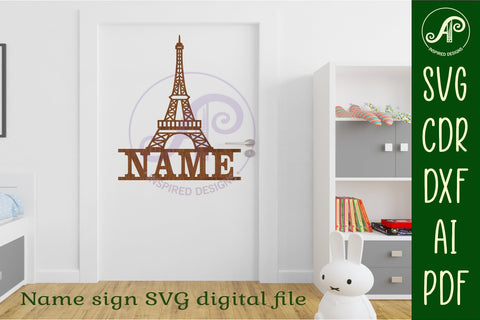 Eiffel tower name sign svg laser cut file SVG APInspireddesigns 