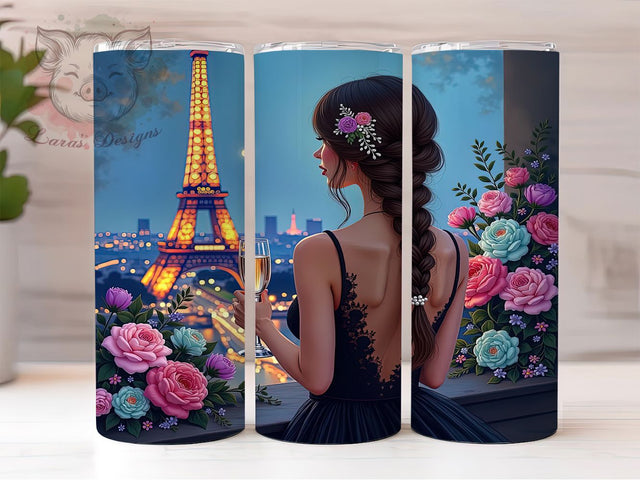 Eiffel Tower Parisian 20oz Tumbler, Eiffel Tower Design, France Drinkware, 20oz Sublimation Wrap, Parisian Girl Mug, Travel Lover Gift, French Aesthetic Sublimation Lara' s Designs 