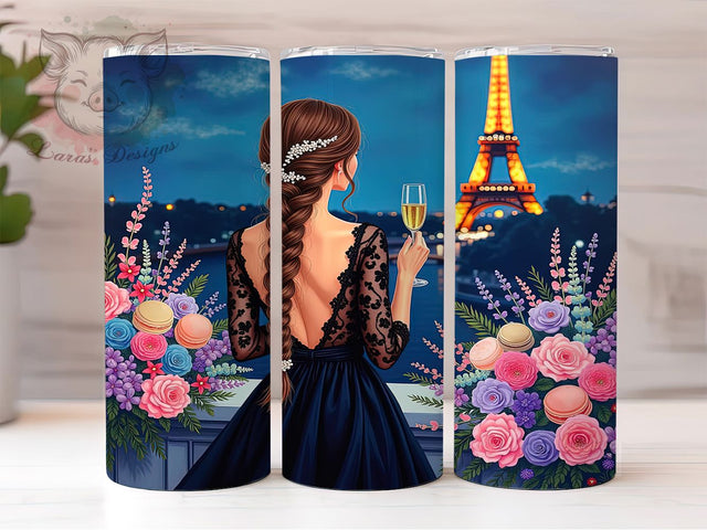 Eiffel Tower Parisian 20oz Tumbler, Eiffel Tower Design, France Drinkware, 20oz Sublimation Wrap, Parisian Girl Mug, Travel Lover Gift, French Aesthetic Sublimation Lara' s Designs 