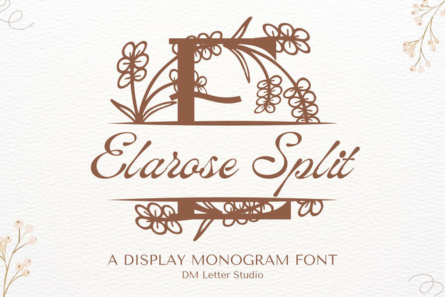 Elarose Split Monogram – Elegant Serif Monogram with a Split Letter Design Font Dm Letter Studio 
