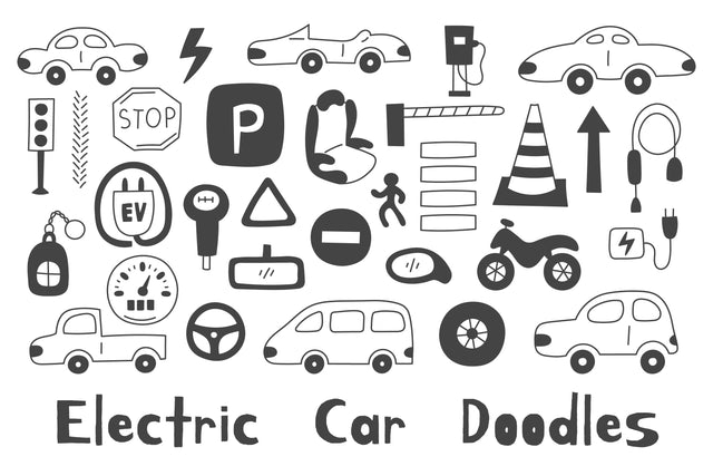 Electric Car Doodles PNG Clipart Sublimation Rin Green 