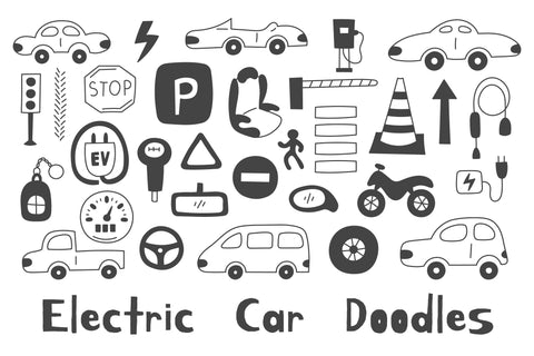 Electric Car Doodles PNG Clipart Sublimation Rin Green 