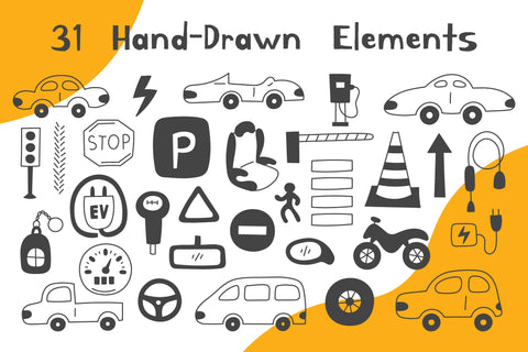 Electric Car Doodles PNG Clipart Sublimation Rin Green 