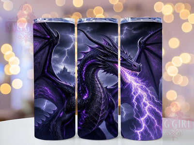 Electric Dragon 20oz Tumbler, Dragon Design, Electric Motif, Fantasy Theme, Mythical Creature, Bold Aesthetic, 20oz Wrap, Sublimation Tumbler Sublimation SvggirlplusArt 