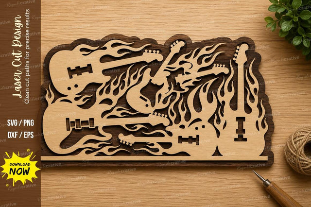 Electric Guitar Collage Laser Cut SVG Design SVG Regulrcrative 