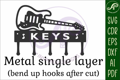 Electric guitar Key holder designs for wood and metal SVG APInspireddesigns 