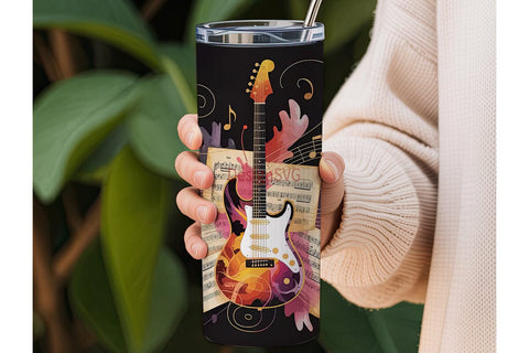 Electric Guitar Music 20oz Tumbler Wrap Sublimation DesignSVG 