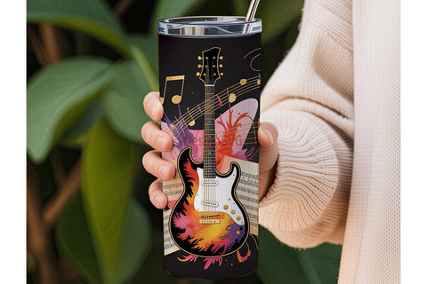 Electric Guitar Music 20oz Tumbler Wrap Sublimation DesignSVG 