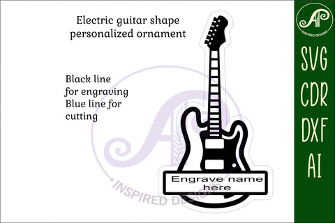 Electric guitar shape Christmas Ornament SVG laser cut SVG APInspireddesigns 