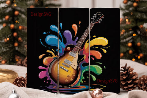 Electric Guitar Splash 20oz Tumbler Wrap Sublimation DesignSVG 