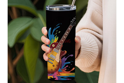 Electric Guitar Splash 20oz Tumbler Wrap Sublimation DesignSVG 