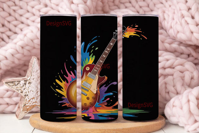 Electric Guitar Splash 20oz Tumbler Wrap Sublimation DesignSVG 