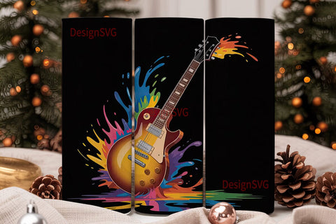 Electric Guitar Splash 20oz Tumbler Wrap Sublimation DesignSVG 