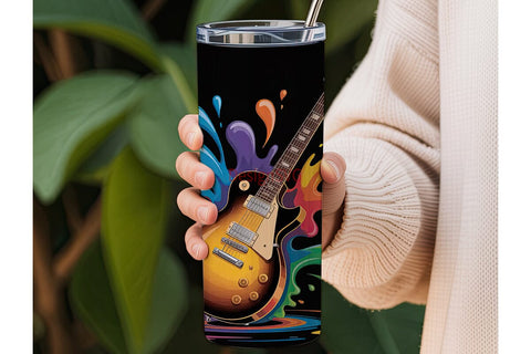 Electric Guitar Splash 20oz Tumbler Wrap Sublimation DesignSVG 