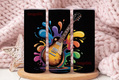 Electric Guitar Splash 20oz Tumbler Wrap Sublimation DesignSVG 