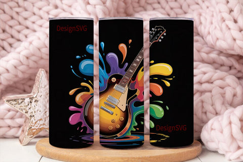 Electric Guitar Splash 20oz Tumbler Wrap Sublimation DesignSVG 