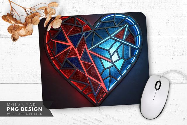 Electric Heart Stained Glass Mouse Pad PNG Design Sublimation Regulrcrative 