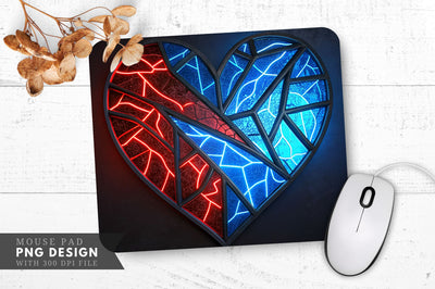Electric Heart Stained Glass Mouse Pad PNG Design Sublimation Regulrcrative 