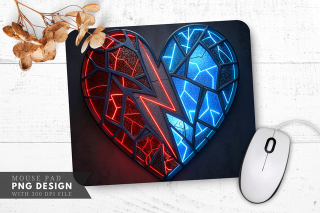 Electric Heart Stained Glass Mouse Pad PNG Design Sublimation Regulrcrative 