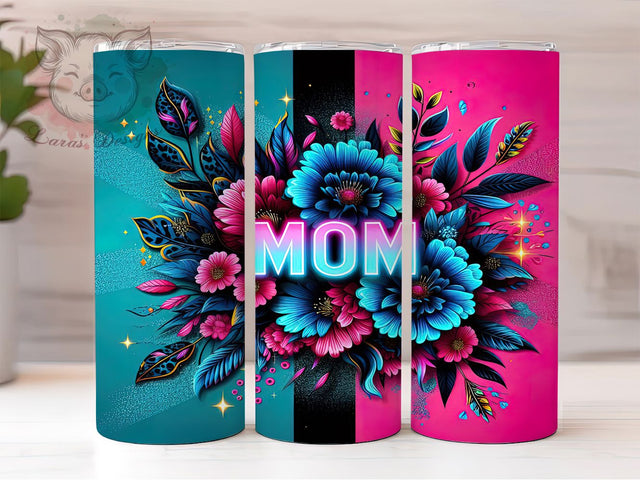 Electric Leopard Floral Mom Tumbler, Leopard Print Tumbler Wrap, 20oz Mom Sublimation Design, Trendy Mom Tumbler, Bold Floral Tumbler, Animal Print Tumbler, Colorful Mom Wrap Sublimation Lara' s Designs 