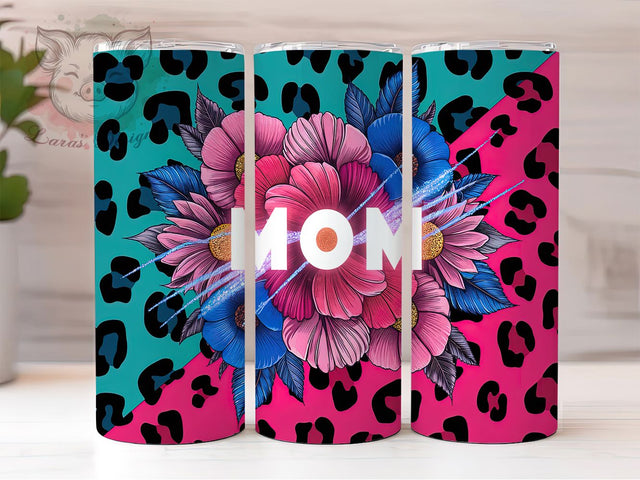 Electric Leopard Floral Mom Tumbler, Leopard Print Tumbler Wrap, 20oz Mom Sublimation Design, Trendy Mom Tumbler, Bold Floral Tumbler, Animal Print Tumbler, Colorful Mom Wrap Sublimation Lara' s Designs 