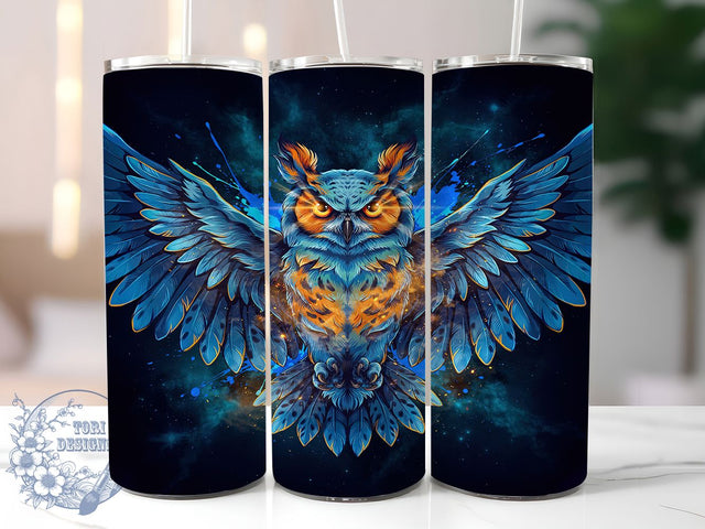 Electric Mystic Neon Owl 20oz Tumbler, Mystic Owl, Neon Spirit, Owl Design, Spiritual Owl, Skinny Tumbler, Sublimation PNG Sublimation ToriDesigns 
