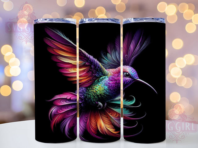 Electric Neon Glow Hummingbird Tumbler, Hummingbird Tumbler PNG, 20oz Sublimation Wrap, Colorful Bird Tumbler, Glow Effect Tumbler Wrap, Bright Animal Tumbler, Electric Hummingbird Design Sublimation SvggirlplusArt 