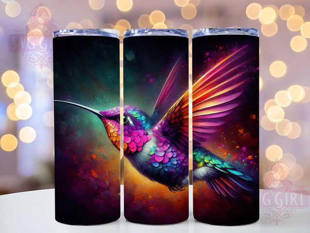 Electric Neon Glow Hummingbird Tumbler, Hummingbird Tumbler PNG, 20oz Sublimation Wrap, Colorful Bird Tumbler, Glow Effect Tumbler Wrap, Bright Animal Tumbler, Electric Hummingbird Design Sublimation SvggirlplusArt 