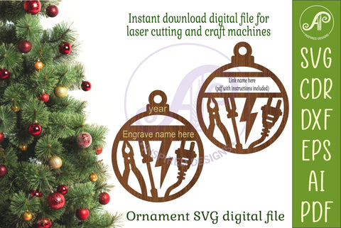 Electrician Christmas Ornament SVG, Custom Electrical Tool SVG APInspireddesigns 