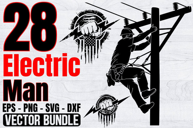 Electrician Clipart Bundle, Electric Man Svg, Usa Lineman SVG SVG Creativeart88 