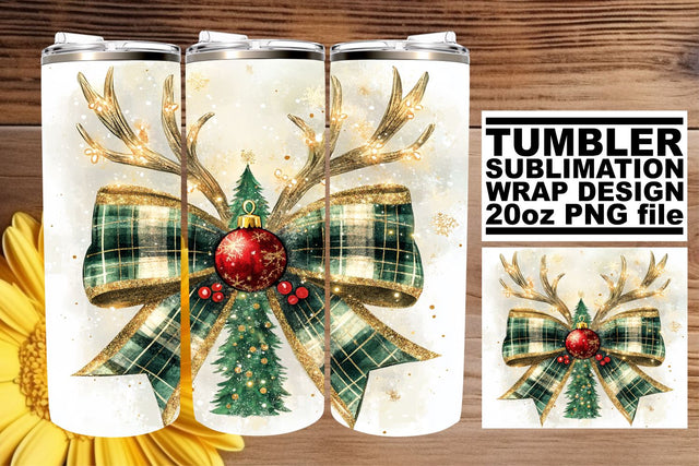 Elegant 20oz wrap, enhance your sublimation experience! , Christmas Bow Sublimation afrosvg 