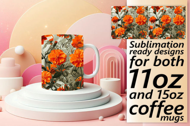 Elegant 3D Flower Mug Design Sublimation afrosvg 