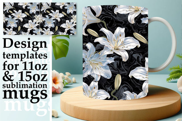 Elegant 3D Mug Wrap Flower Sublimation afrosvg 