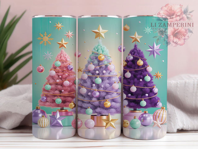 Elegant 3D Pastel Christmas Tree Tumbler, Holiday Wrap Design, 20oz Tumbler Sublimation, Soft Pink & Mint Tree Wrap, Elegant Winter Tumbler, Festive Pastel Sublimation, Cozy Christmas Tree Wrap Sublimation Li Zamperini 