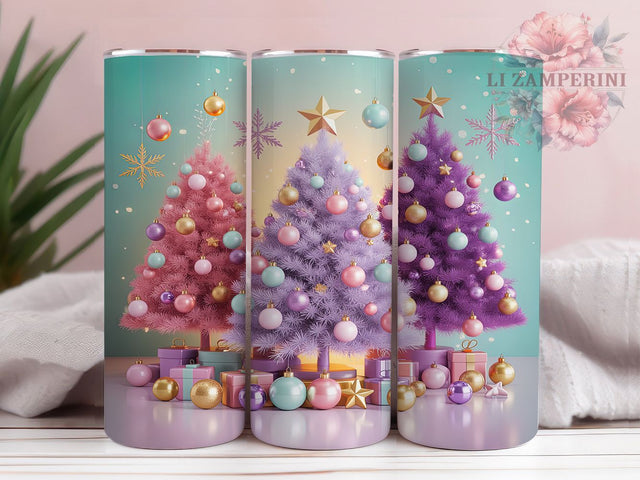 Elegant 3D Pastel Christmas Tree Tumbler, Holiday Wrap Design, 20oz Tumbler Sublimation, Soft Pink & Mint Tree Wrap, Elegant Winter Tumbler, Festive Pastel Sublimation, Cozy Christmas Tree Wrap Sublimation Li Zamperini 
