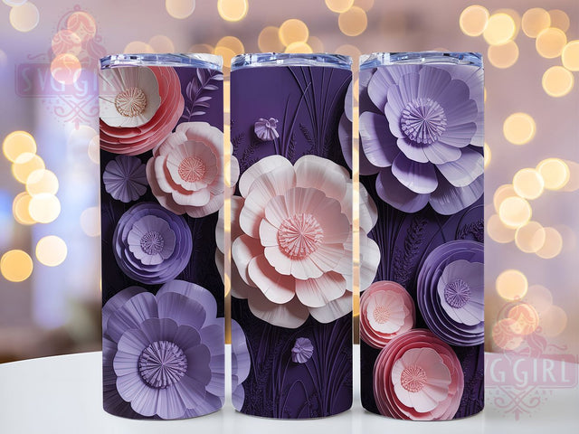 Elegant 3D Purple Floral Tumbler Wrap, Purple Theme, Floral Art, Elegant Design, Vibrant Style, Tumbler Wrap, Sublimation Design Sublimation SvggirlplusArt 