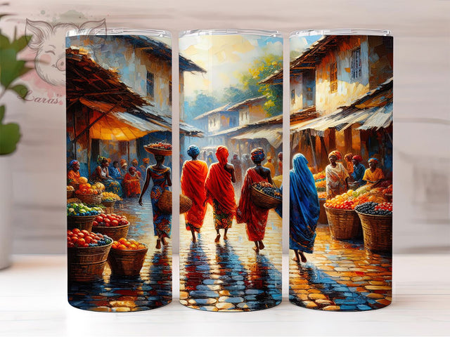 Elegant African Art Tumbler, African Art, Oil Paint Style, Sublimation Art, 20oz Tumbler, Cultural Design, Elegant Wrap Sublimation Lara' s Designs 