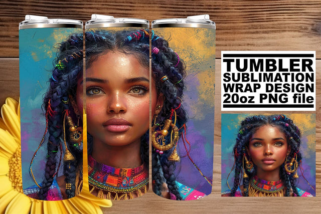 Elegant Afro Woman Tumbler Decor - Unique Designs Sublimation afrosvg 
