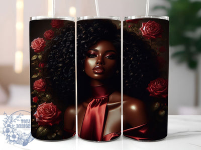 Elegant Afrocentric Red Dress Tumbler, Elegant Red Dress Pattern, Afrocentric Valentine Design, 20Oz Sublimation Wrap, Bold Woman Art, Glamorous Red Texture, Tumbler Sublimation Sublimation ToriDesigns 