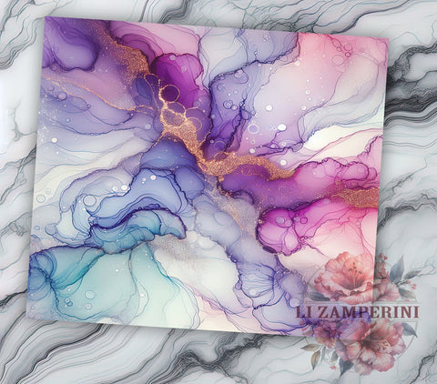 Elegant Agate Glitter 20oz Tumbler Wrap, Purple Silver Drinkware, 20oz Cup, Sparkly Tumbler, Glamorous Mug, Glittery Drinkware, Elegant Gift Sublimation Li Zamperini 