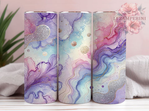 Elegant Agate Glitter 20oz Tumbler Wrap, Purple Silver Drinkware, 20oz Cup, Sparkly Tumbler, Glamorous Mug, Glittery Drinkware, Elegant Gift Sublimation Li Zamperini 