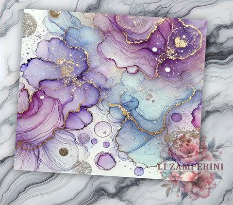 Elegant Agate Glitter 20oz Tumbler Wrap, Purple Silver Drinkware, 20oz Cup, Sparkly Tumbler, Glamorous Mug, Glittery Drinkware, Elegant Gift Sublimation Li Zamperini 