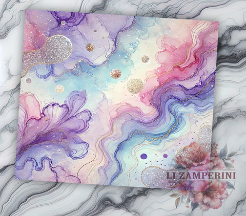 Elegant Agate Glitter 20oz Tumbler Wrap, Purple Silver Drinkware, 20oz Cup, Sparkly Tumbler, Glamorous Mug, Glittery Drinkware, Elegant Gift Sublimation Li Zamperini 