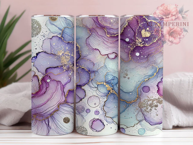 Elegant Agate Glitter 20oz Tumbler Wrap, Purple Silver Drinkware, 20oz Cup, Sparkly Tumbler, Glamorous Mug, Glittery Drinkware, Elegant Gift Sublimation Li Zamperini 