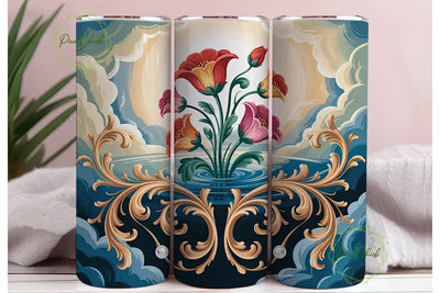 Elegant Baroque Floral 20oz Tumbler Wrap Sublimation PixelChick 